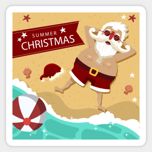 Summer Santa Claus Christmas Sticker